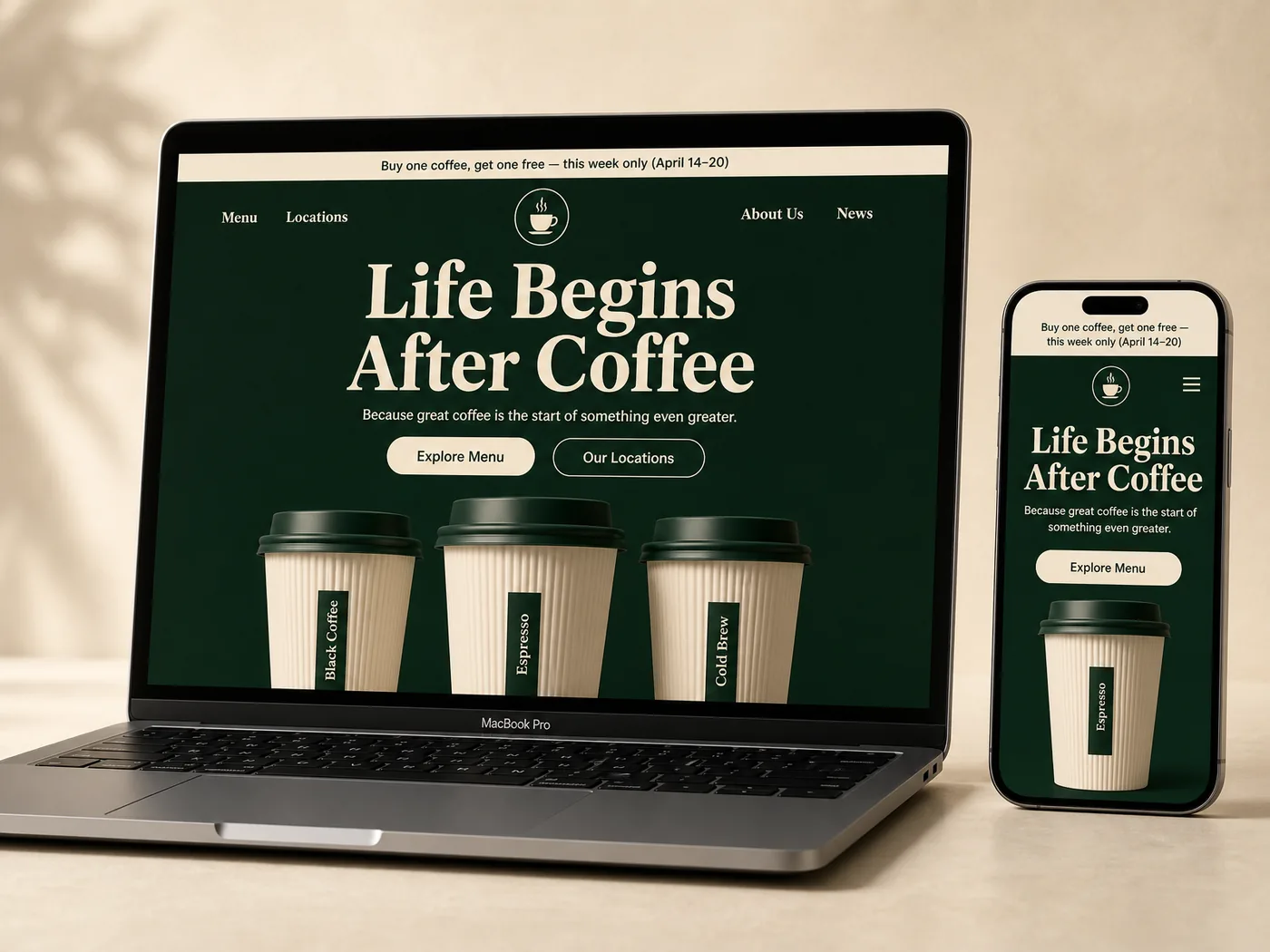Brewhaus coffee shop website design